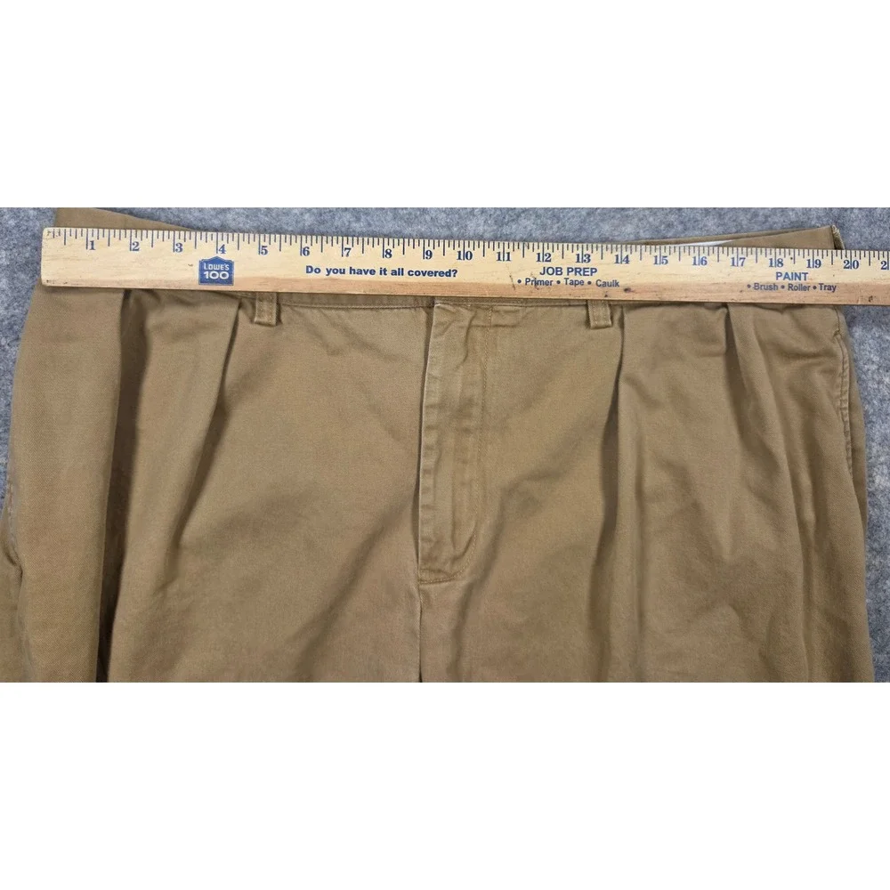Polo Ralph Lauren Ethan Pant Mens 40x30 Tan Khaki Pleated Cotton Chino Trousers